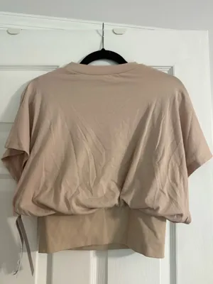 Missguided Batwing T Shirt with Cinched Waist and Dolman Sleeves in Khaki thumbnail 6