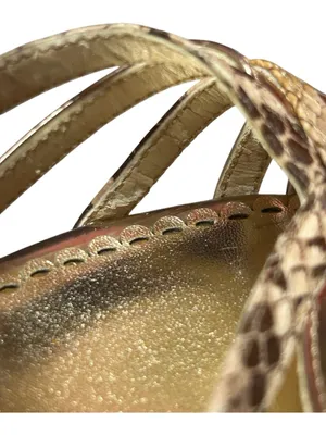 bebe cage multi-strap Metalic gold sandals with a snakeskin-textured look thumbnail 9