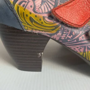 Mary Jane Leather Multicolor Heels Double Buckle Chunky Block Heel Size 9.5 thumbnail 8