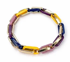NWOB Marilyn Schiff Multicolor Enamel Link Bracelet | Gold Tone Statement Piece thumbnail 1