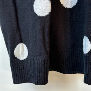 Charter Club Womens XL Black White Polka Dot Cotton Blend Crewneck‎ Sweater thumbnail 5