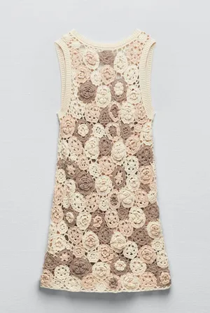 ZARA Floral Crochet Knit Dress thumbnail 6