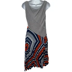 Maeve Anthropologie Cameron Blue Red White Striped Geometric Asymmetric Size S thumbnail 5