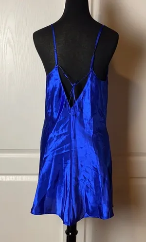 Blue Satin Lingerie Slip Dress thumbnail 1