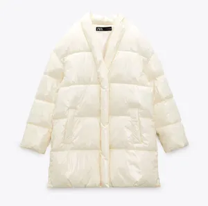 ZARA Water Repellent Puffer Padded Jacket Coat w/ Hidden Button Shinny White New thumbnail 11
