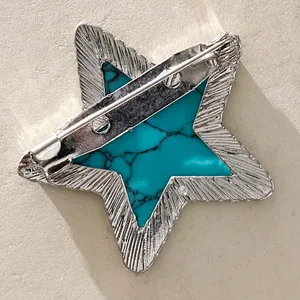 Free People Western Bohemian Star Turquoise High Roller Brooch Rodeo Cowgirl NWT thumbnail 3