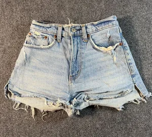 Abercrombie & Fitch The Mom Short High Rise 24 Denim Cutoffs Distressed Raw-hem thumbnail 1