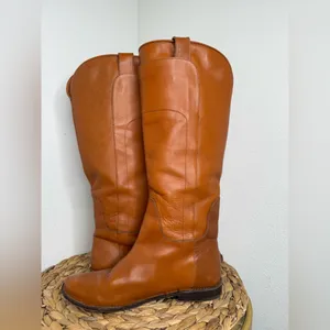 Frye Boots Tall Boot Paige Cognac Camel Leather Riding Brown 6.5 thumbnail 5