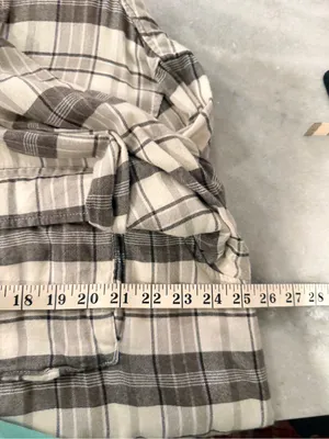 American Eagle Size XL Seriously Lived-In Gray Plaid Flannel Shirt Pearl Snap thumbnail 11