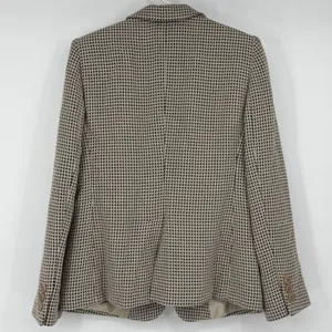 Armani Collezioni Virgin Wool Houndstooth Blazer Jacket Beige Black Size 8 Italy thumbnail 2