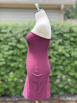 SER.O.YA Merlot Shimmer Glam Strapless Bodycon Mini‎ Dress Cocktail Party Club S thumbnail 3