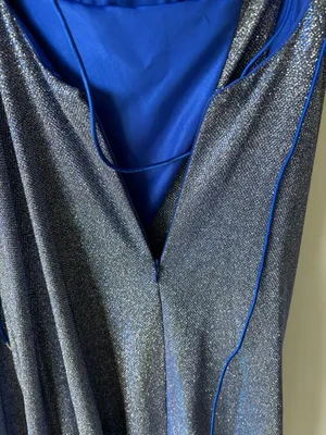 Sherri Hill Formal Royal Blue Silver Glitter Gown Criss Cross Back Prom Gala thumbnail 8