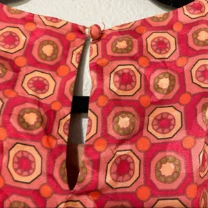Anna Sui X Anthropologie Red Geometric Print Silk Sleeveless Boho Dress Womens 0 thumbnail 6