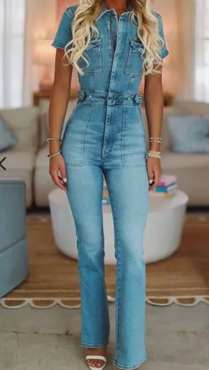 Good American Fit for Success Denim Jumpsuit Women’s size 1 thumbnail 1