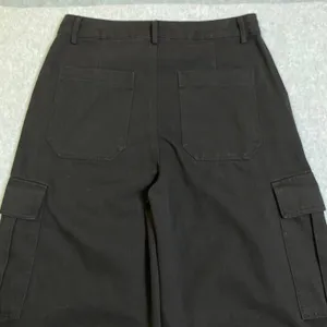 Pretty‎ Damage Cargo Pants Women's Medium Black Wide Leg Grommet Goth Grunge NWT thumbnail 5