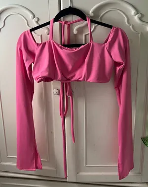Cropped long sleeve top Pink Size L thumbnail 1
