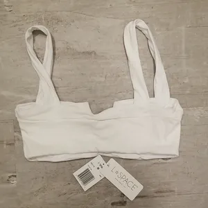 💕L*SPACE💕 Ribbed Lee Lee Bikini Top ~ White Medium NWT thumbnail 16