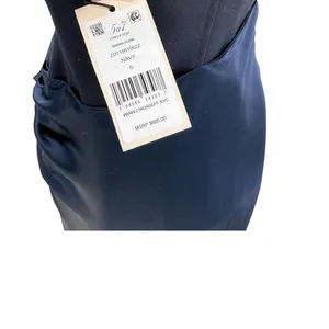 Cinq a Sept Marian Gown Navy Silk Draped Bow Side Slit Maxi Dress NWT Size 6 thumbnail 15
