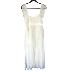 Anaya Maternity Maxi Dress Cream Babydoll Tulle Gauzy Summer Ethereal Size 4 thumbnail 3