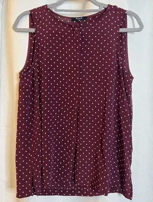 Madewell Burgundy Silk Tank Blouse in Star Mix Medium thumbnail 1