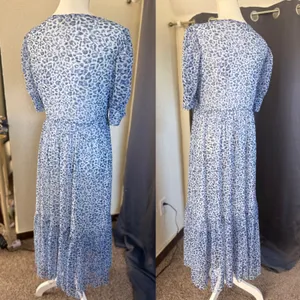Baum und Pferdgarten Jocelyn Dress Womens Large Blue Leopard Mesh‎ Midi thumbnail 10