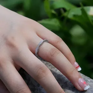 Boutique NEW Women's Gold‎ Plated Silver Eternity Simulated Diamond Band Ring Sz 10 thumbnail 5