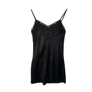 Victoria's Secret Black Satin Robe & Lace Slip Dress Lingerie Set OS XS‎ Black thumbnail 3