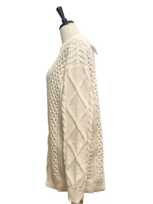 Aelfric Eden Ivory Cable Knit Retro 90s Long Sleeve Crew Neck Sweater New XL thumbnail 3
