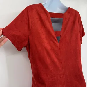 Skies are Blue Faux Suede Shift Dress Sz M Boho 70s Inspired Festival Lagenlook thumbnail 6