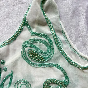 Miss Selfridge Embellished Beaded Sequined Green Sheer Sleeveless Tank Top thumbnail 7