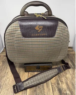 Gabbiano Houndstooth Travel Vanity Case Brown Tan Beauty Makeup Bag Mirror thumbnail 1
