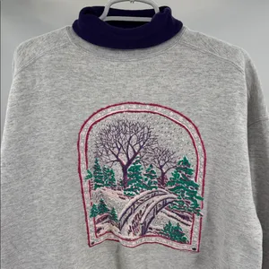 Gopher Sport vintage turtleneck winter scene XL glitter puff paint casual thumbnail 6