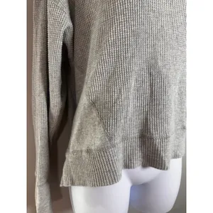 OFFLINE by Aerie Heather Gray‎ Waffle Knit V-Neck Long Sleeve Top Small thumbnail 2