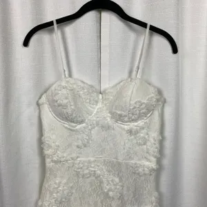 Lulus White Romantic Lace Textured Bodycon Midi Dress Sz.S NWT thumbnail 6