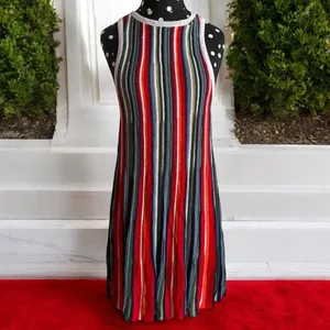 Free People Womens Dress Sz S Rainbow Dragon Metallic Striped Mini Sweater‎ thumbnail 5