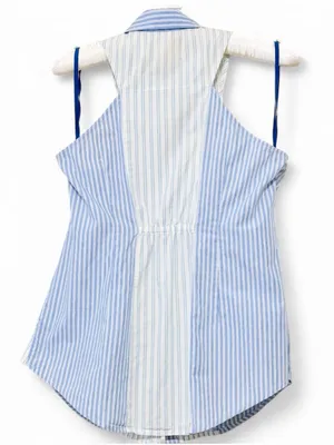 Anthropologie Maeve Sleeveless Collard Stripped Button Down Halter Blouse Size12 thumbnail 12