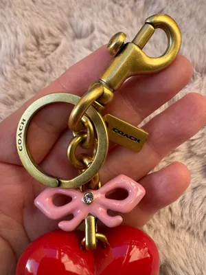 Coach Heart Bag Charm key charm red pink thumbnail 5
