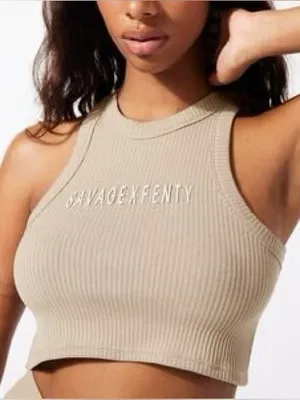 Savage x Fenty Essential Heavy Rib Cropped Logo Knit‎ Tank thumbnail 1