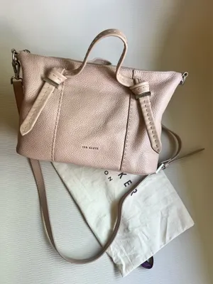Ted Baker Olmia Knotted Handle Tote Bag Beige Nude Leather Crossbody thumbnail 1