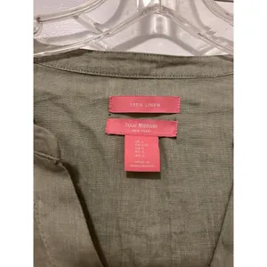 Isaac Mizrahi Women’s Large Linen Button Down Long Sleeve Casual Shirt Green thumbnail 2