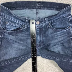 7 For All Mankind Cropped Jeans Women 27 Dark Wash Low Rise‎ Cuffed Hem Fit 28 thumbnail 4