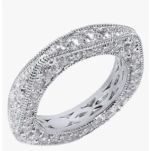 Women's‎ Gold-Plated-925 Eternity Simulated Diamond Engagement Band Ring … thumbnail 3