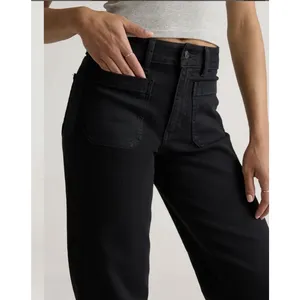 Quince High Rise Women’s Bella Stretch Patch Pocket Wide Leg Pants Black 29 thumbnail 2