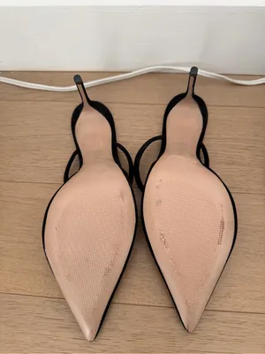 Schutz Black Pointed Toe Strappy Knot Suede Mule Heels thumbnail 2