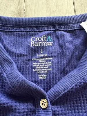 Croft & Barrow Henley Top & Rayon Pajama Bottom Set Dina Plaid Large NWT thumbnail 10