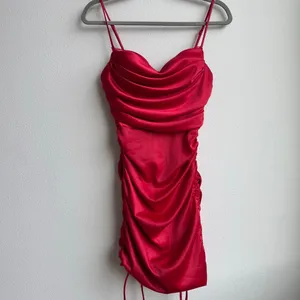 Oh Polly Lace Bustier Corset Mini Ruched Dress Fire Red Size US 2 / XS thumbnail 2