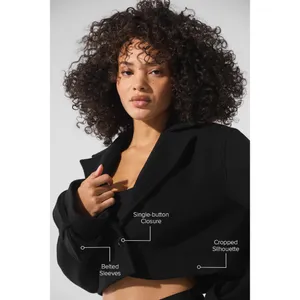 Alo Yoga Wool Cropped Metro Trench Black S thumbnail 2