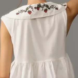 Anthropologie Maeve Babydoll Strawberry Embroidered Blouse thumbnail 3