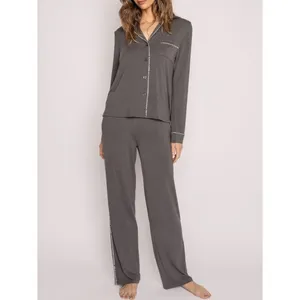 PJ Salvage Grey Pajama Set Pants & Long Sleeve Top Supersoft Cozy Sleepwear XS thumbnail 3