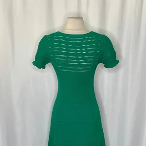 Anthropologie MAEVE Promenade Pointelle‎ Knit Dress Solid Green Flirty X-Small thumbnail 11